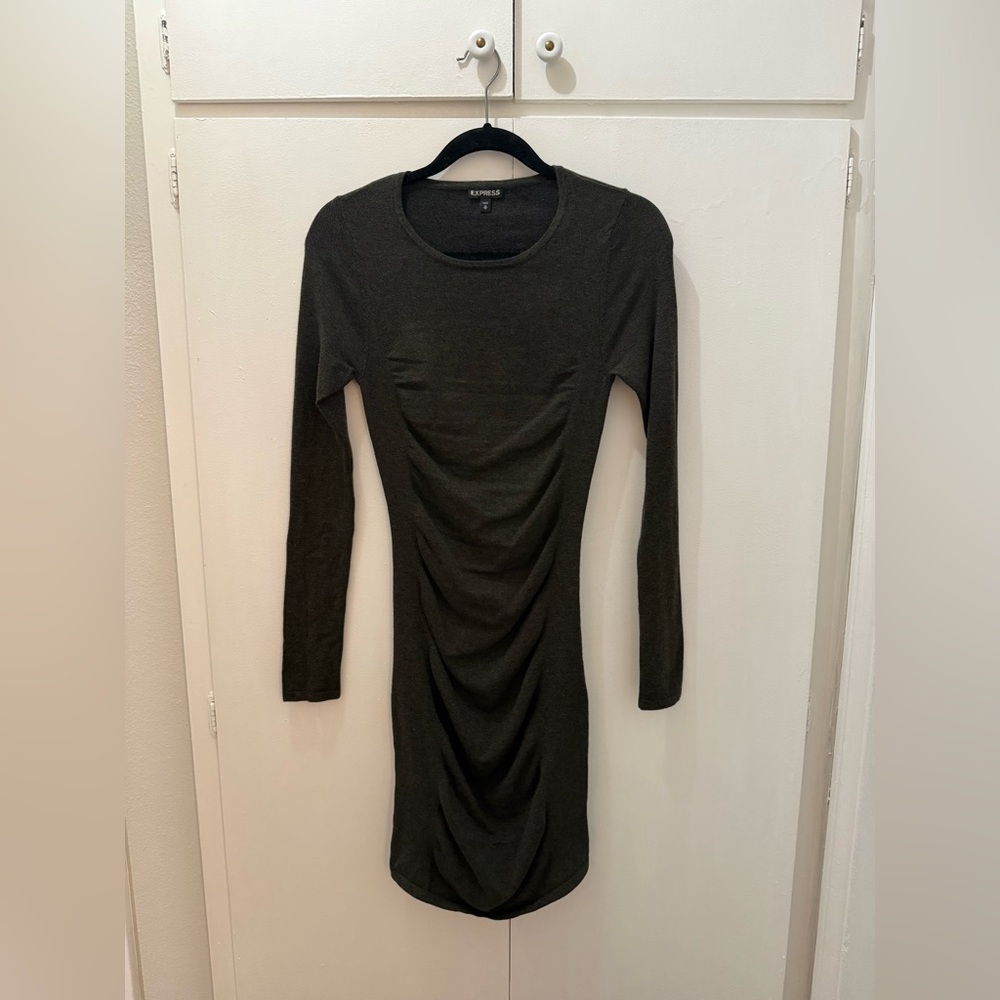 Express Dark Green Long Sleeve Dress
